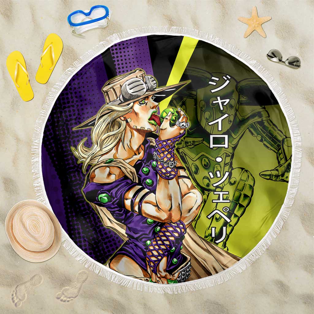Gyro Zeppeli JoJo’s Bizarre Adventure Beach Blanket with Spin Pose and Vibrant - The Mazicc