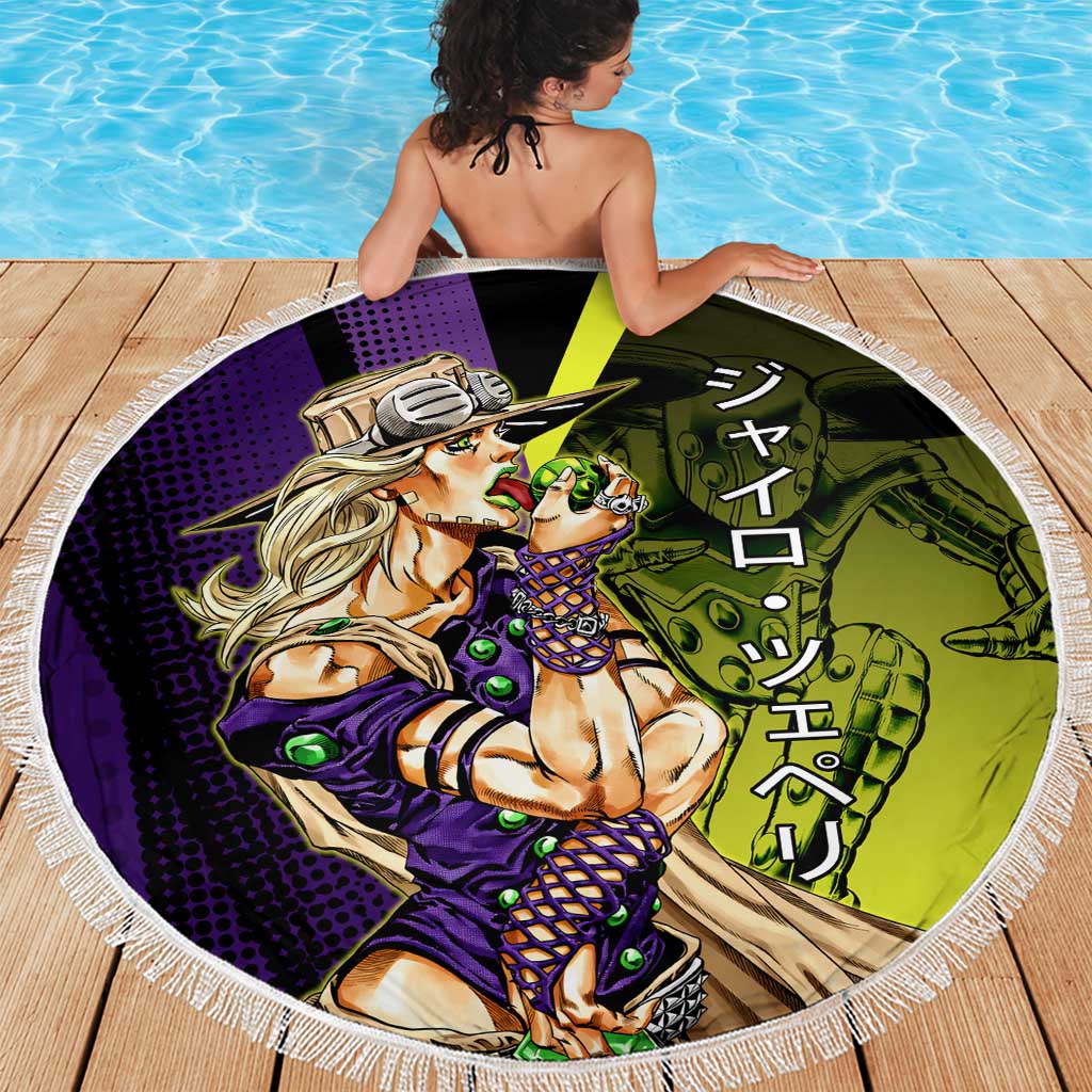 Gyro Zeppeli JoJo’s Bizarre Adventure Beach Blanket with Spin Pose and Vibrant - The Mazicc