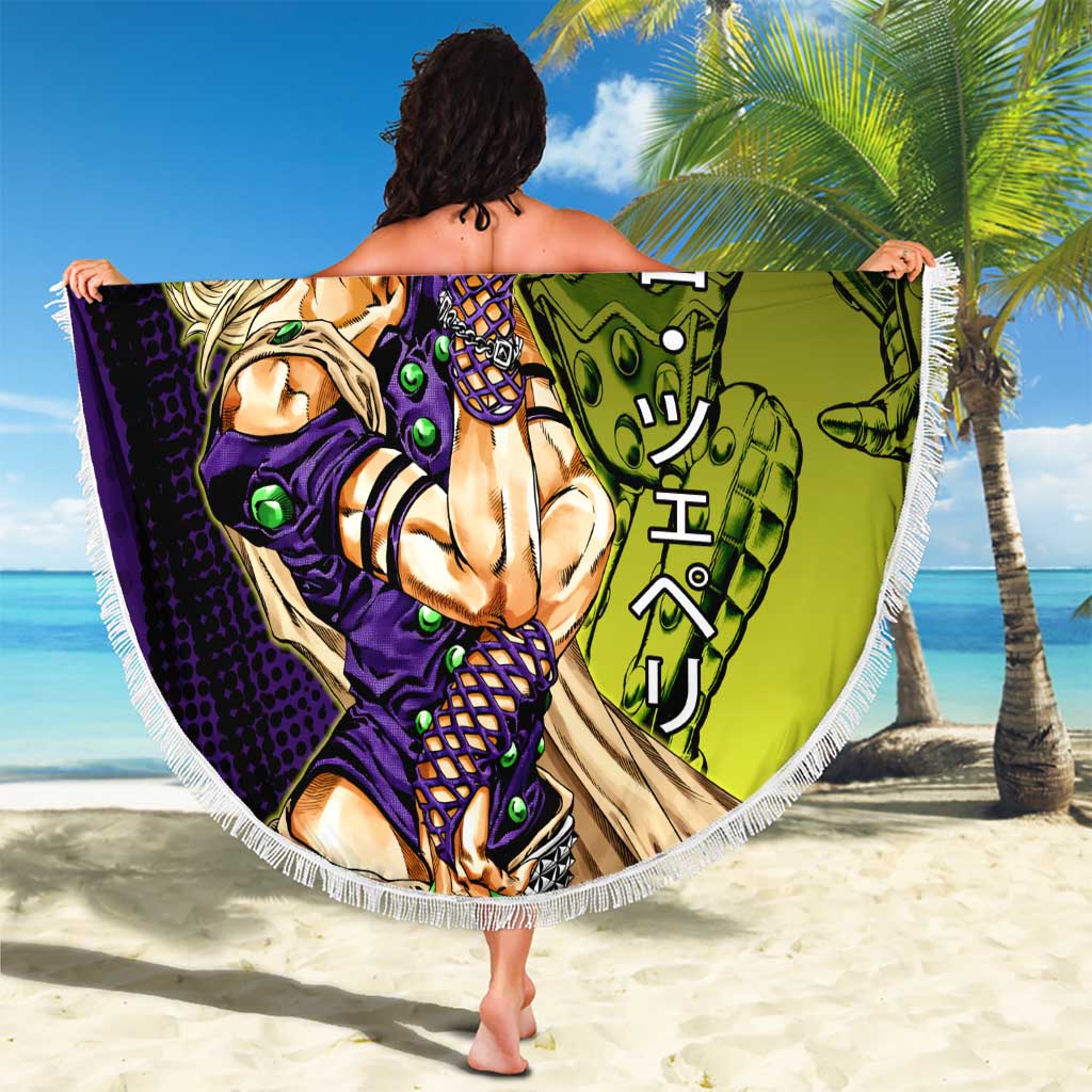 Gyro Zeppeli JoJo’s Bizarre Adventure Beach Blanket with Spin Pose and Vibrant - The Mazicc