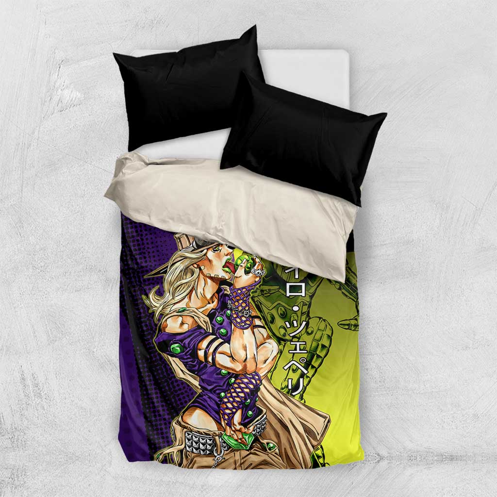 Gyro Zeppeli JoJo’s Bizarre Adventure Bedding Set with Spin Pose and Vibrant - The Mazicc