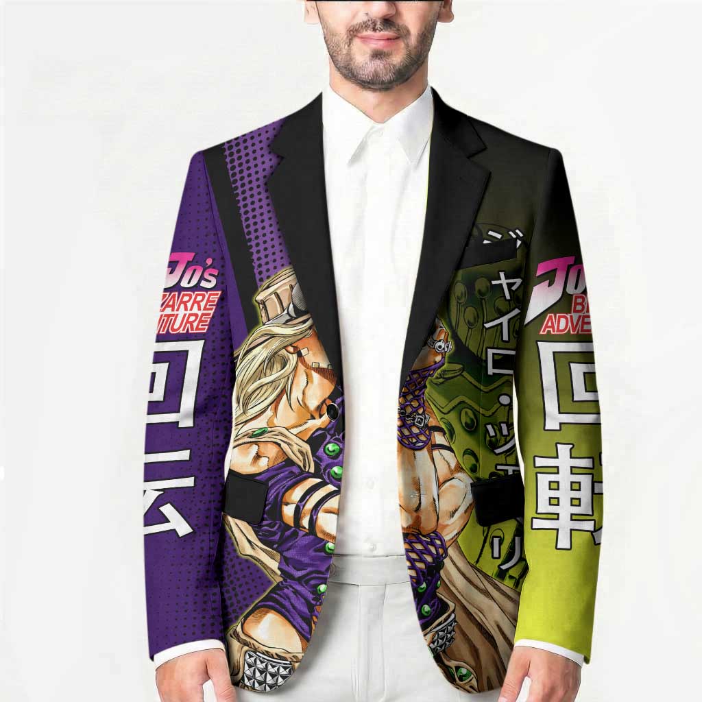 Gyro Zeppeli JoJo’s Bizarre Adventure Blazer with Spin Pose and Vibrant - The Mazicc
