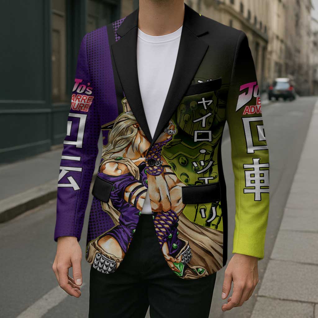 Gyro Zeppeli JoJo’s Bizarre Adventure Blazer with Spin Pose and Vibrant - The Mazicc