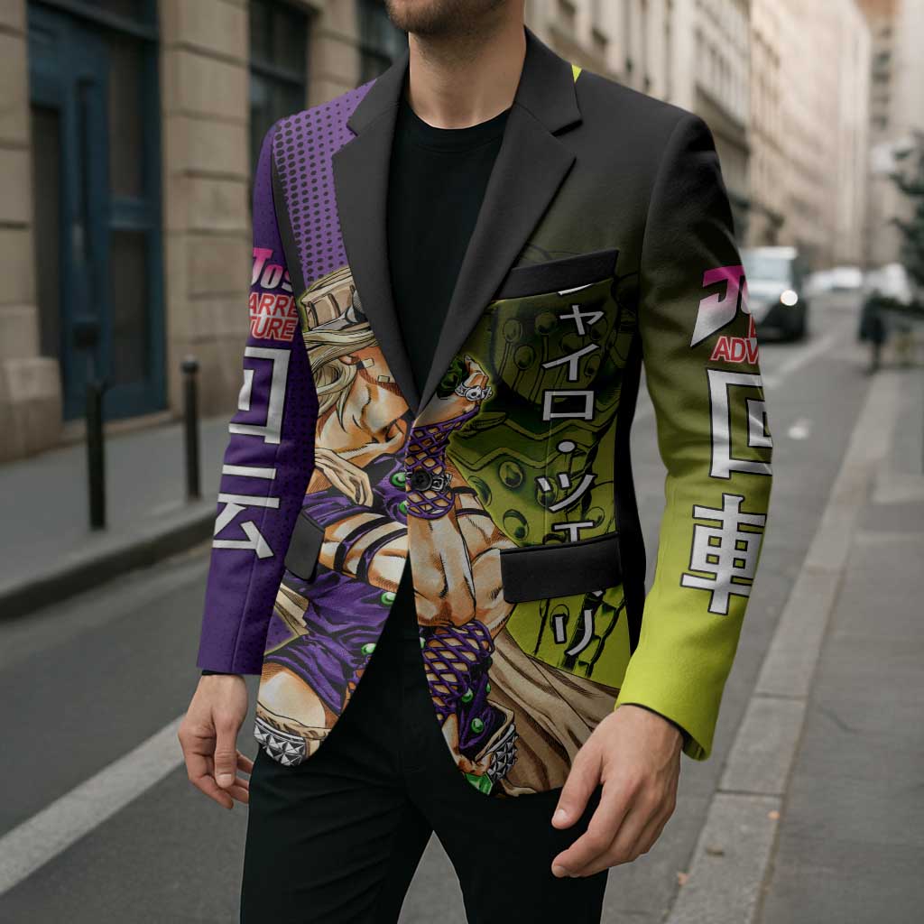 Gyro Zeppeli JoJo’s Bizarre Adventure Blazer with Spin Pose and Vibrant - The Mazicc