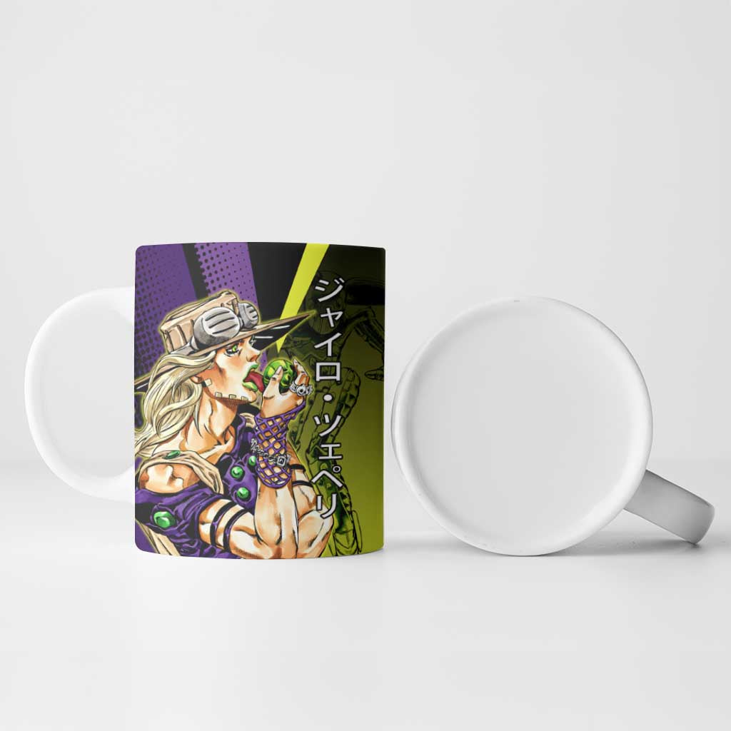 Gyro Zeppeli JoJo’s Bizarre Adventure Ceramic Mug with Spin Pose and Vibrant - The Mazicc