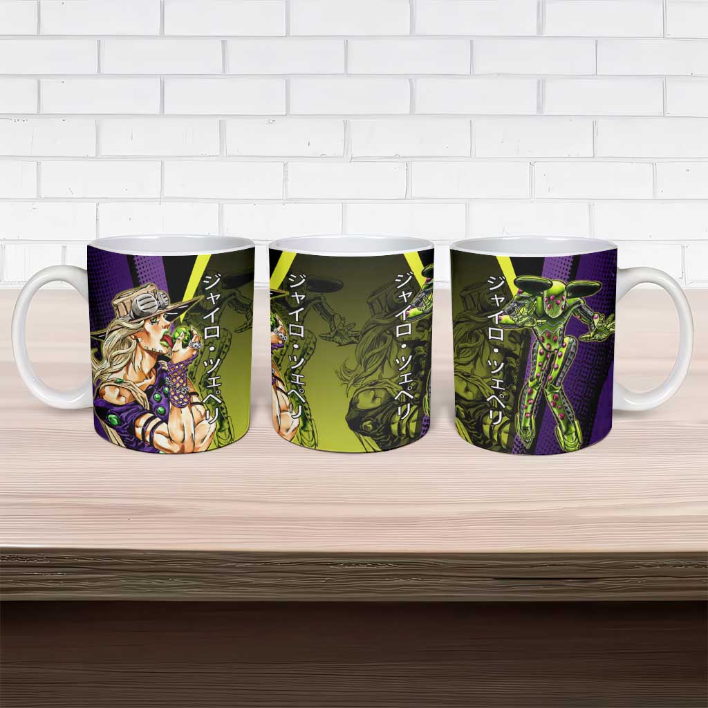 Gyro Zeppeli JoJo’s Bizarre Adventure Ceramic Mug with Spin Pose and Vibrant - The Mazicc