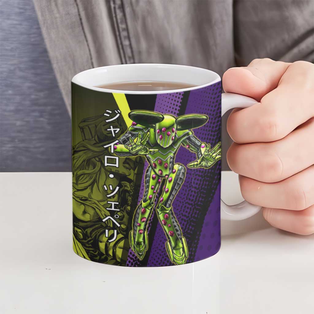 Gyro Zeppeli JoJo’s Bizarre Adventure Ceramic Mug with Spin Pose and Vibrant - The Mazicc