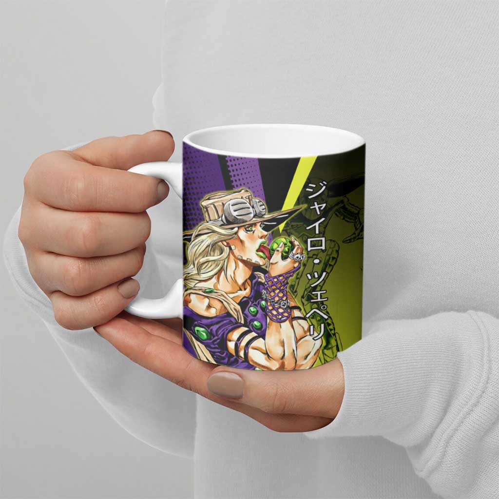 Gyro Zeppeli JoJo’s Bizarre Adventure Ceramic Mug with Spin Pose and Vibrant - The Mazicc