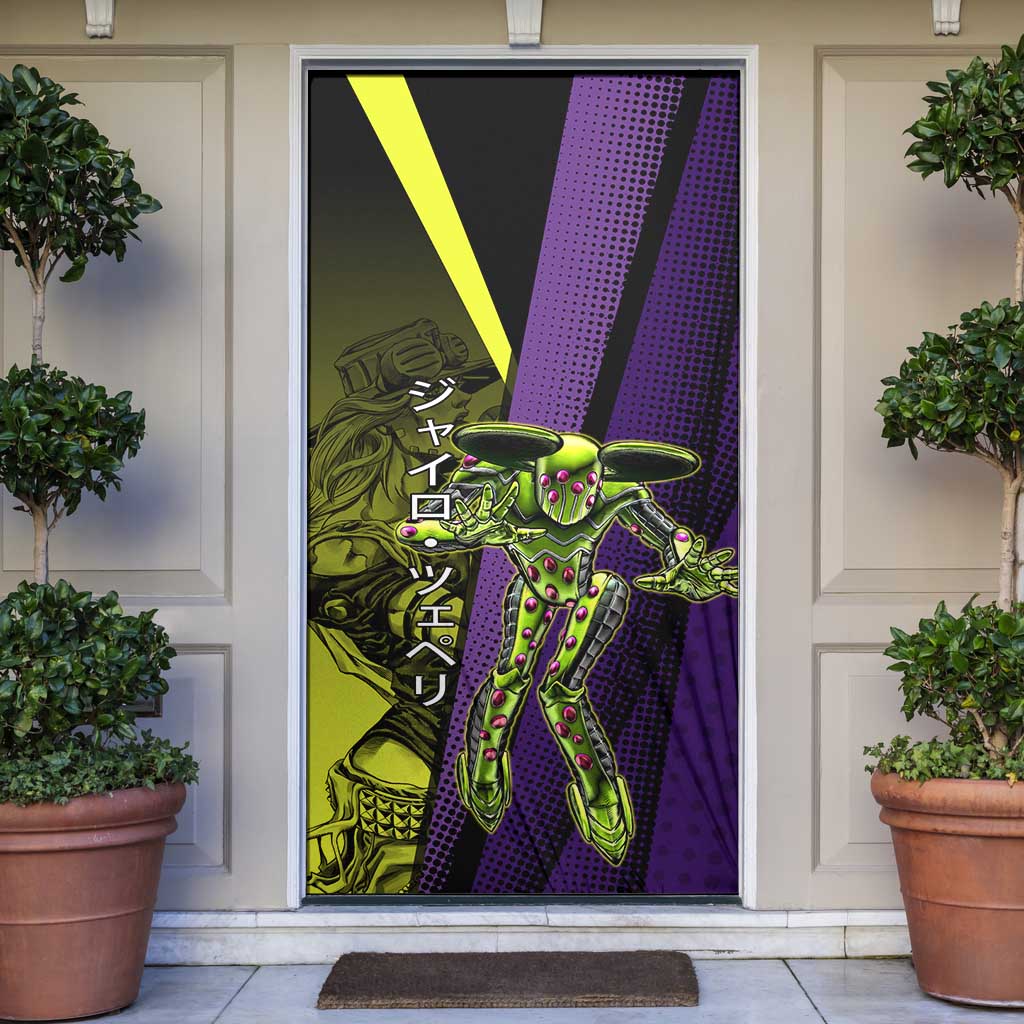Gyro Zeppeli JoJo’s Bizarre Adventure Door Cover with Spin Pose and Vibrant - The Mazicc