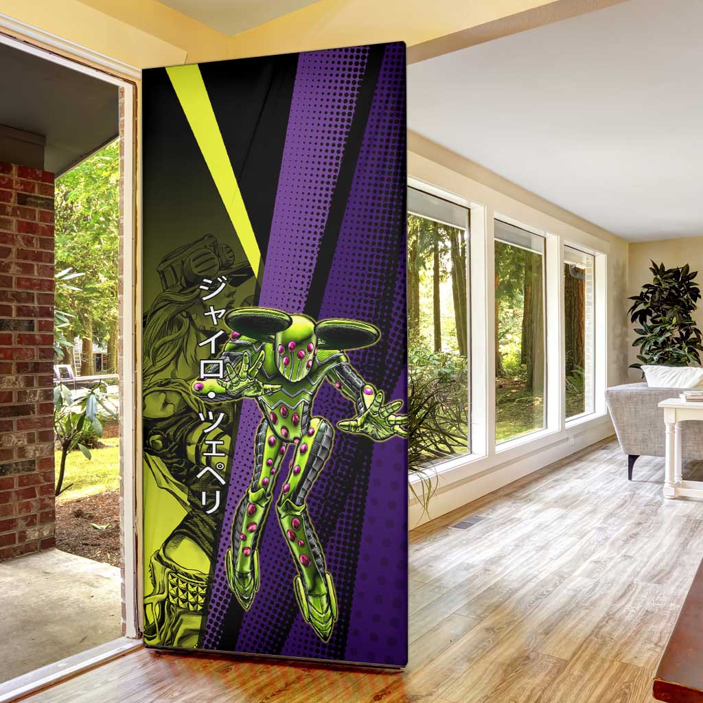 Gyro Zeppeli JoJo’s Bizarre Adventure Door Cover with Spin Pose and Vibrant - The Mazicc