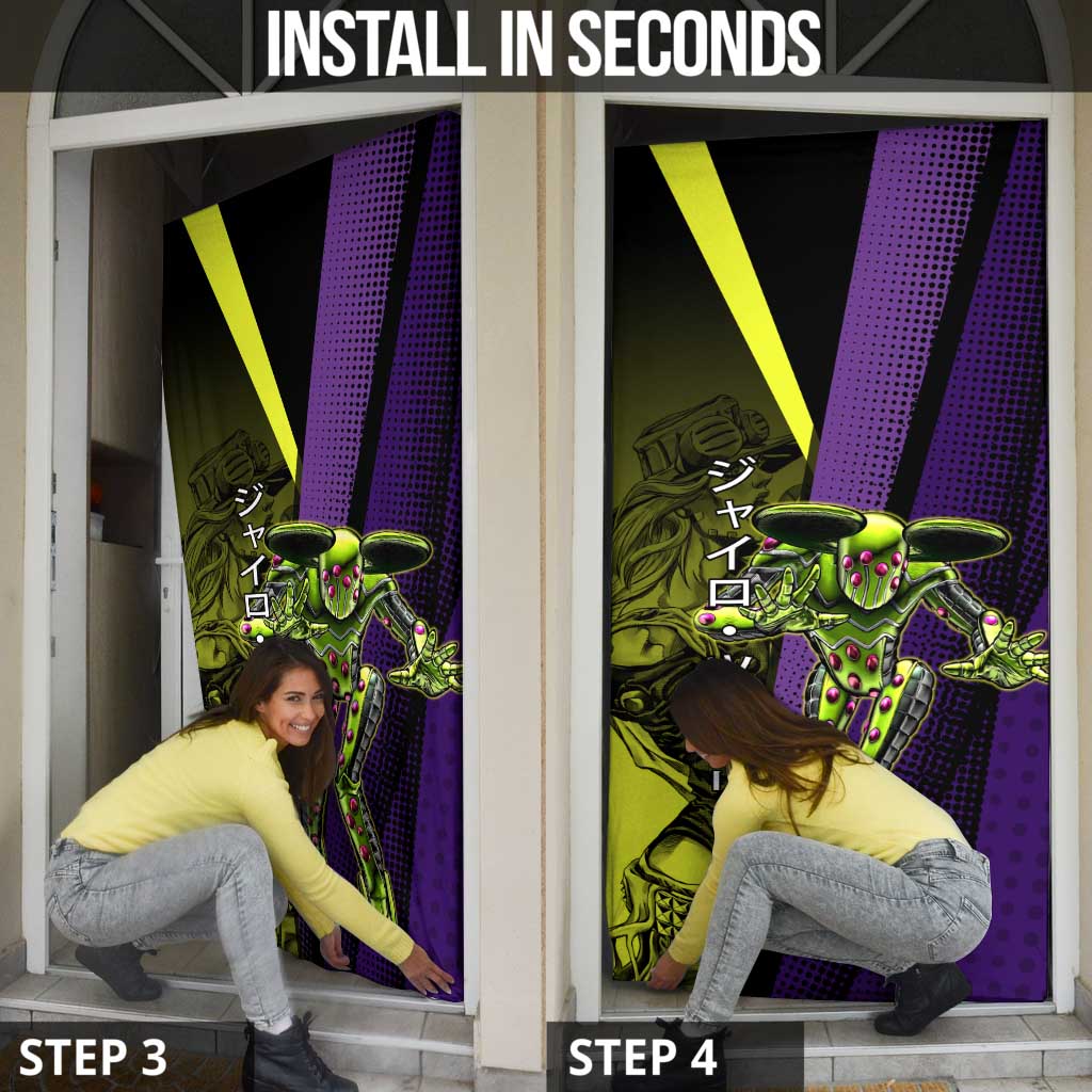 Gyro Zeppeli JoJo’s Bizarre Adventure Door Cover with Spin Pose and Vibrant - The Mazicc