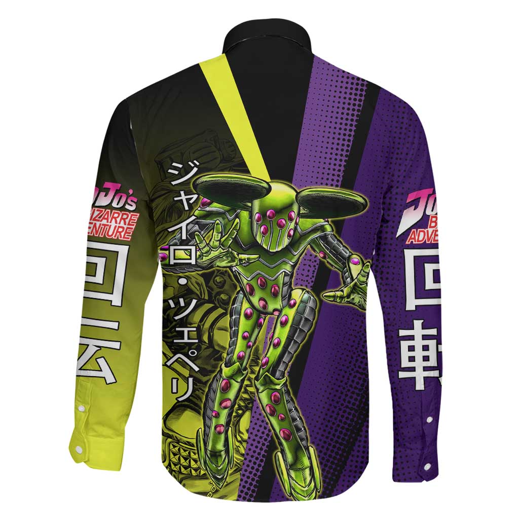 Gyro Zeppeli JoJo’s Bizarre Adventure Family Matching Off Shoulder Short Dress and Hawaiian Shirt with Spin Pose and Vibrant