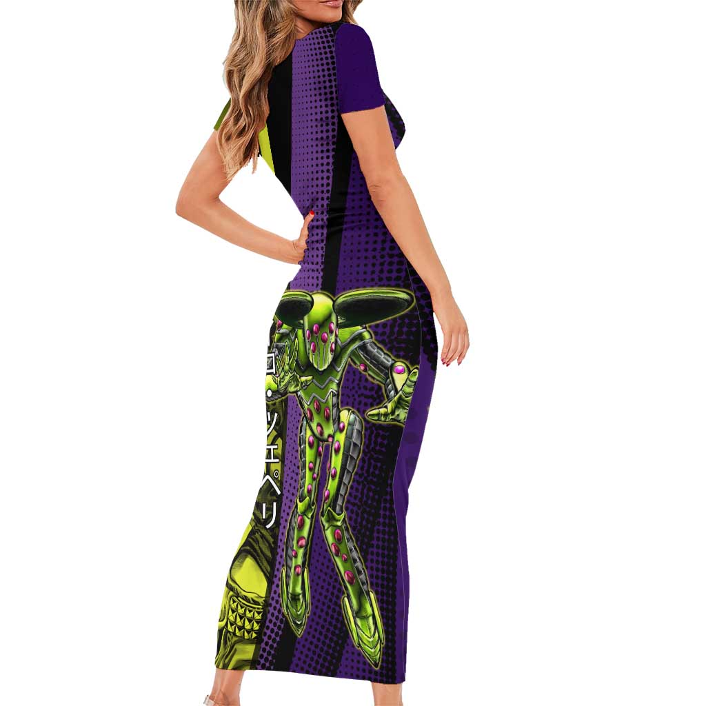 Gyro Zeppeli JoJo’s Bizarre Adventure Family Matching Short Sleeve Bodycon Dress and Hawaiian Shirt with Spin Pose and Vibrant