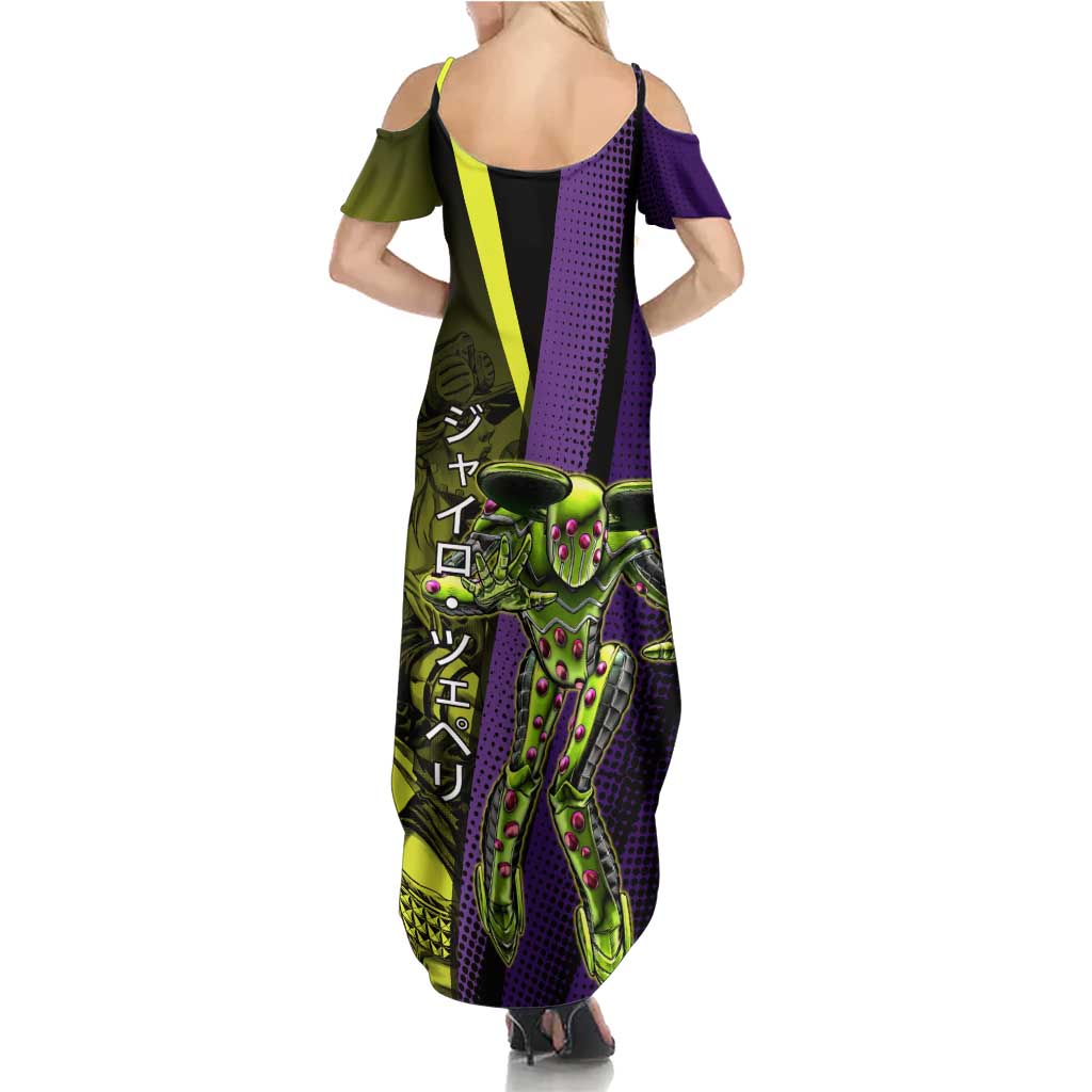Gyro Zeppeli JoJo’s Bizarre Adventure Family Matching Summer Maxi Dress and Hawaiian Shirt with Spin Pose and Vibrant