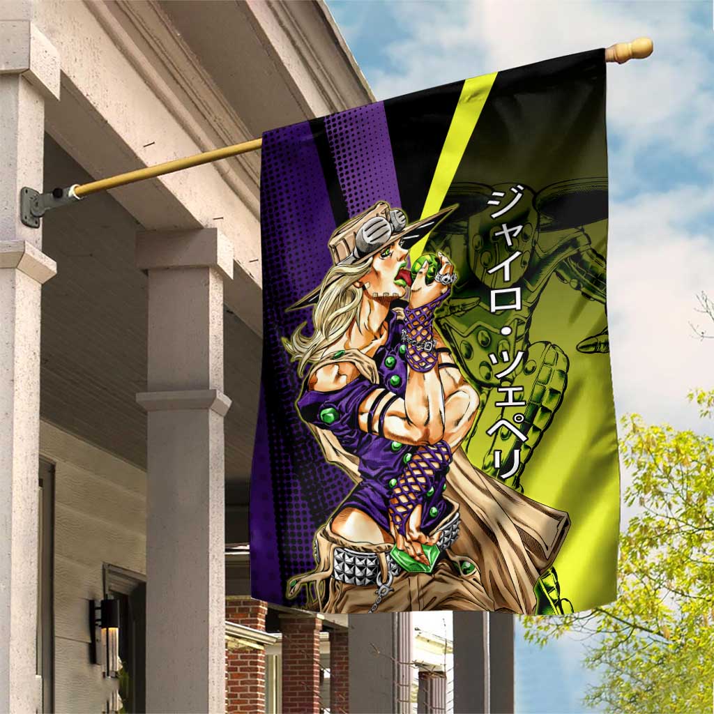Gyro Zeppeli JoJo’s Bizarre Adventure Garden Flag with Spin Pose and Vibrant - The Mazicc