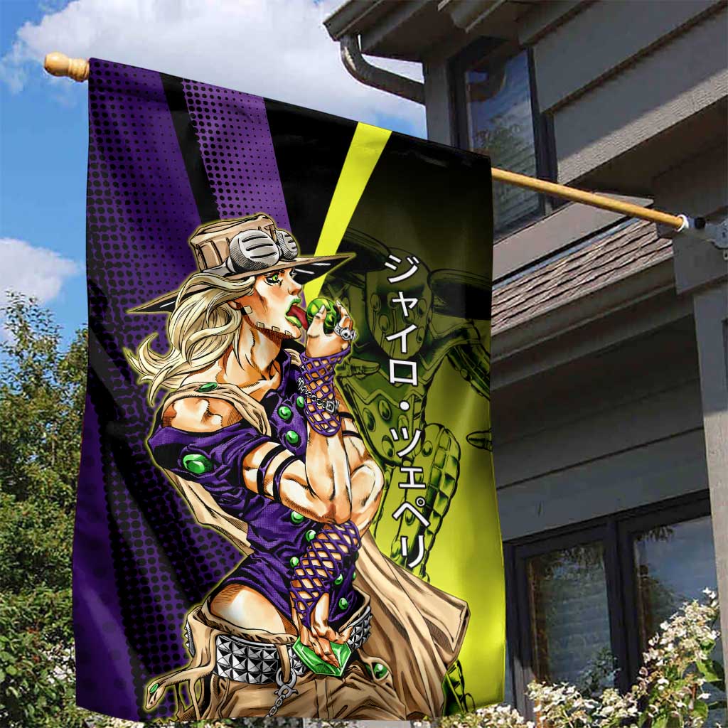 Gyro Zeppeli JoJo’s Bizarre Adventure Garden Flag with Spin Pose and Vibrant - The Mazicc