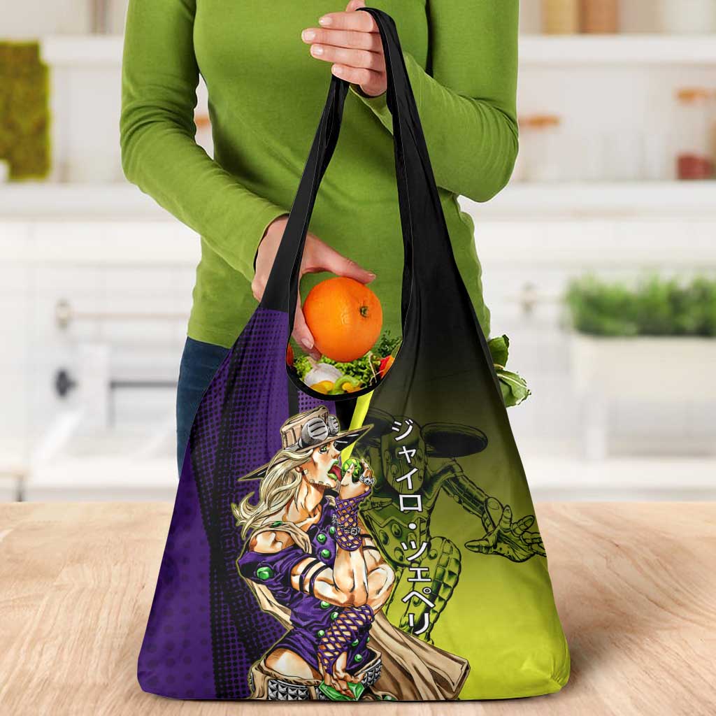 Gyro Zeppeli JoJo’s Bizarre Adventure Grocery Bag with Spin Pose and Vibrant - The Mazicc