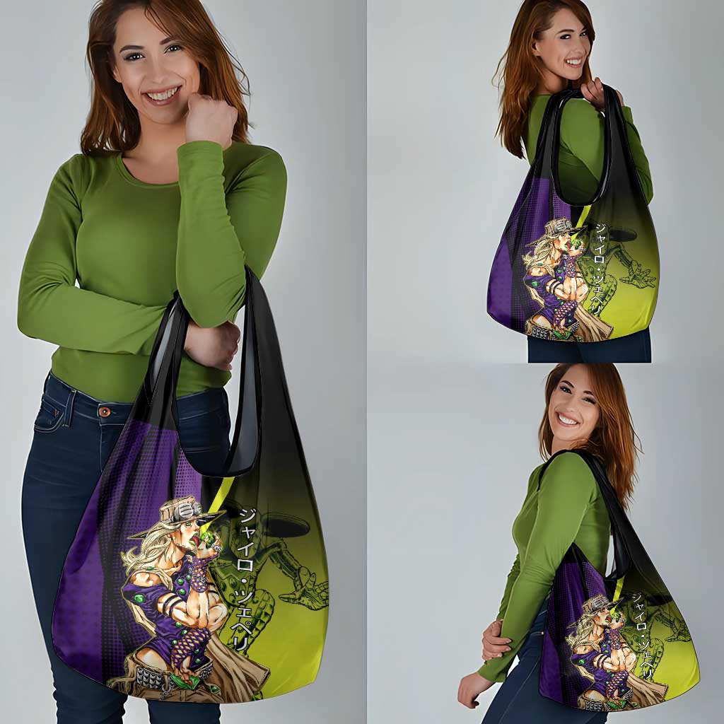 Gyro Zeppeli JoJo’s Bizarre Adventure Grocery Bag with Spin Pose and Vibrant - The Mazicc