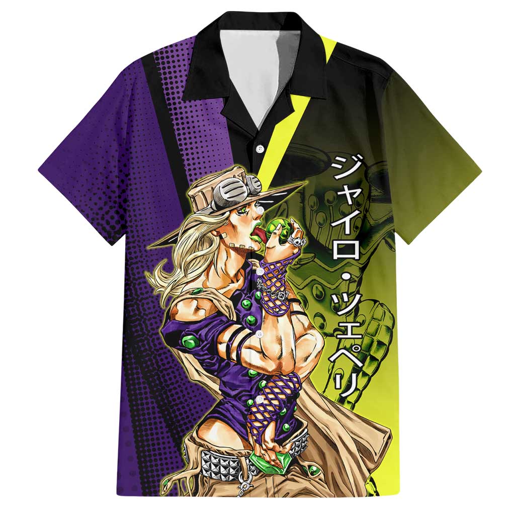 Gyro Zeppeli JoJo’s Bizarre Adventure Hawaiian Shirt with Spin Pose and Vibrant - The Mazicc