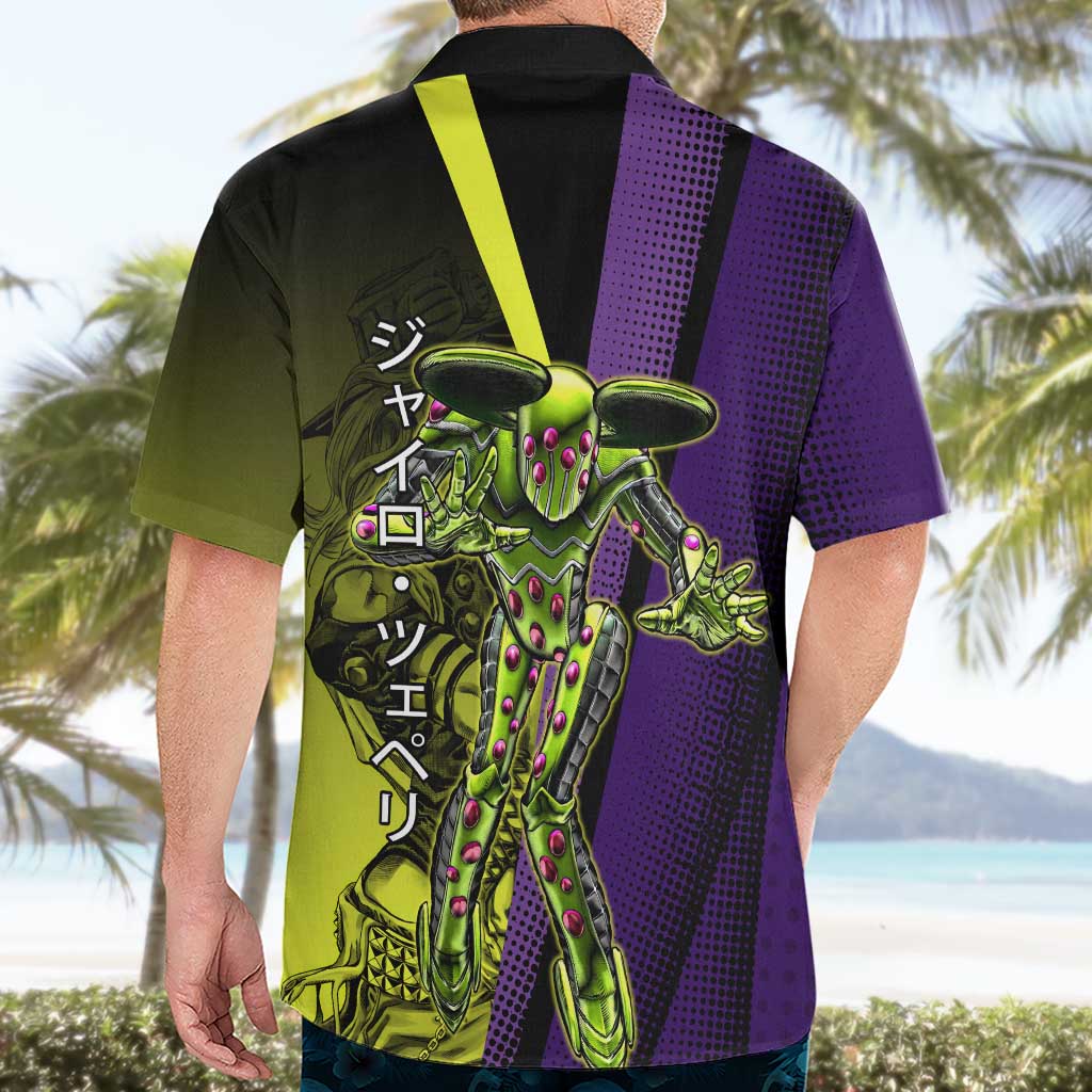 Gyro Zeppeli JoJo’s Bizarre Adventure Hawaiian Shirt with Spin Pose and Vibrant - The Mazicc