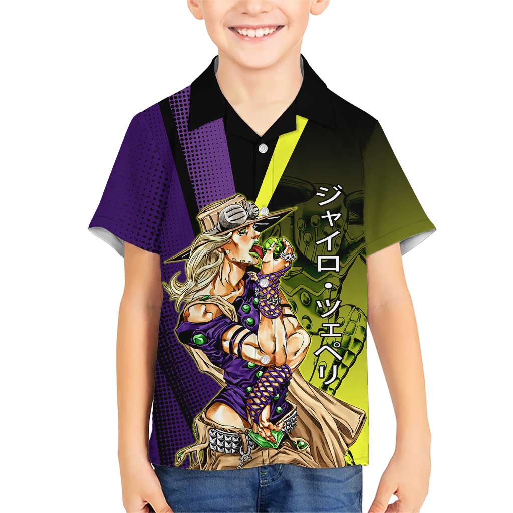 Gyro Zeppeli JoJo’s Bizarre Adventure Hawaiian Shirt with Spin Pose and Vibrant - The Mazicc