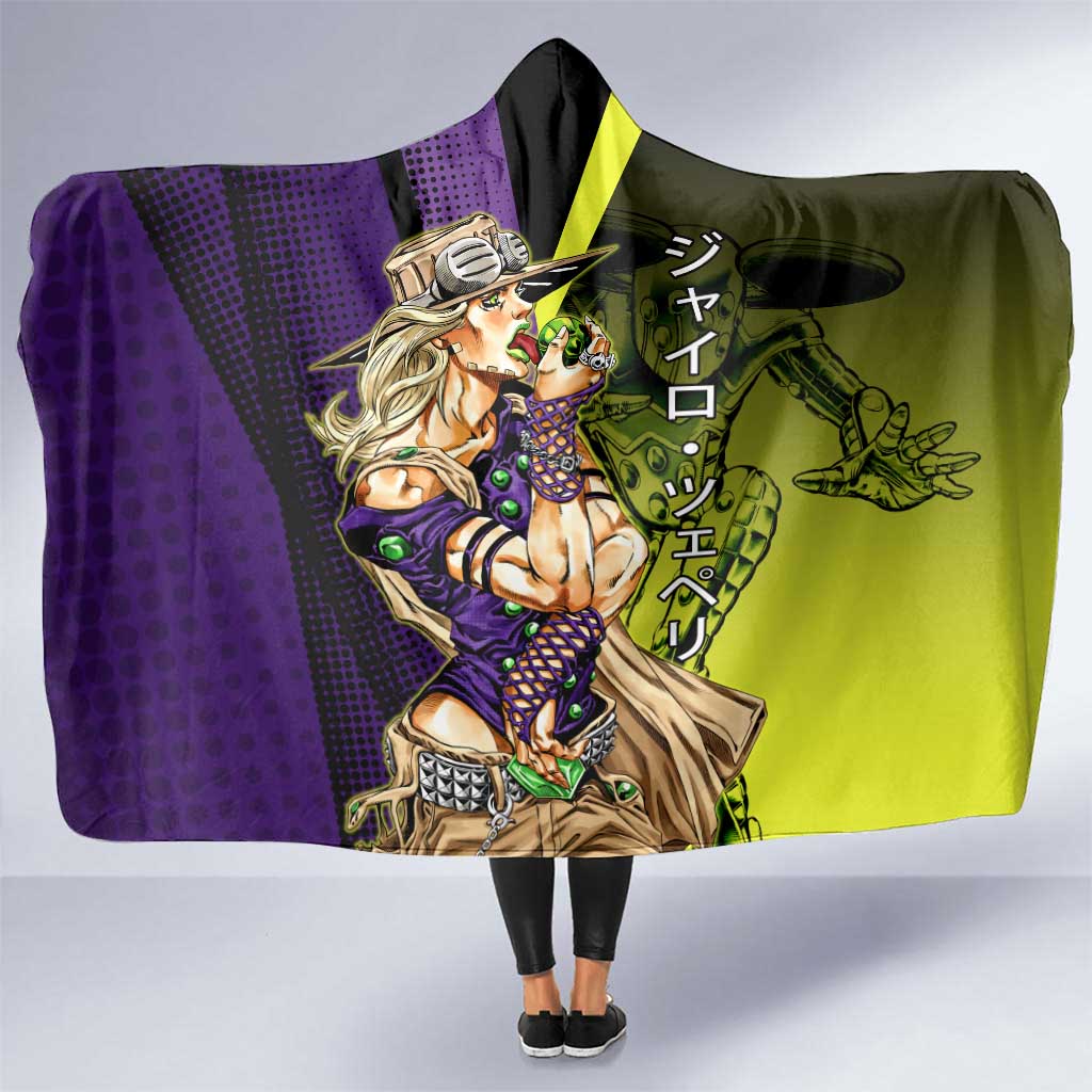 Gyro Zeppeli JoJo’s Bizarre Adventure Hooded Blanket with Spin Pose and Vibrant - The Mazicc