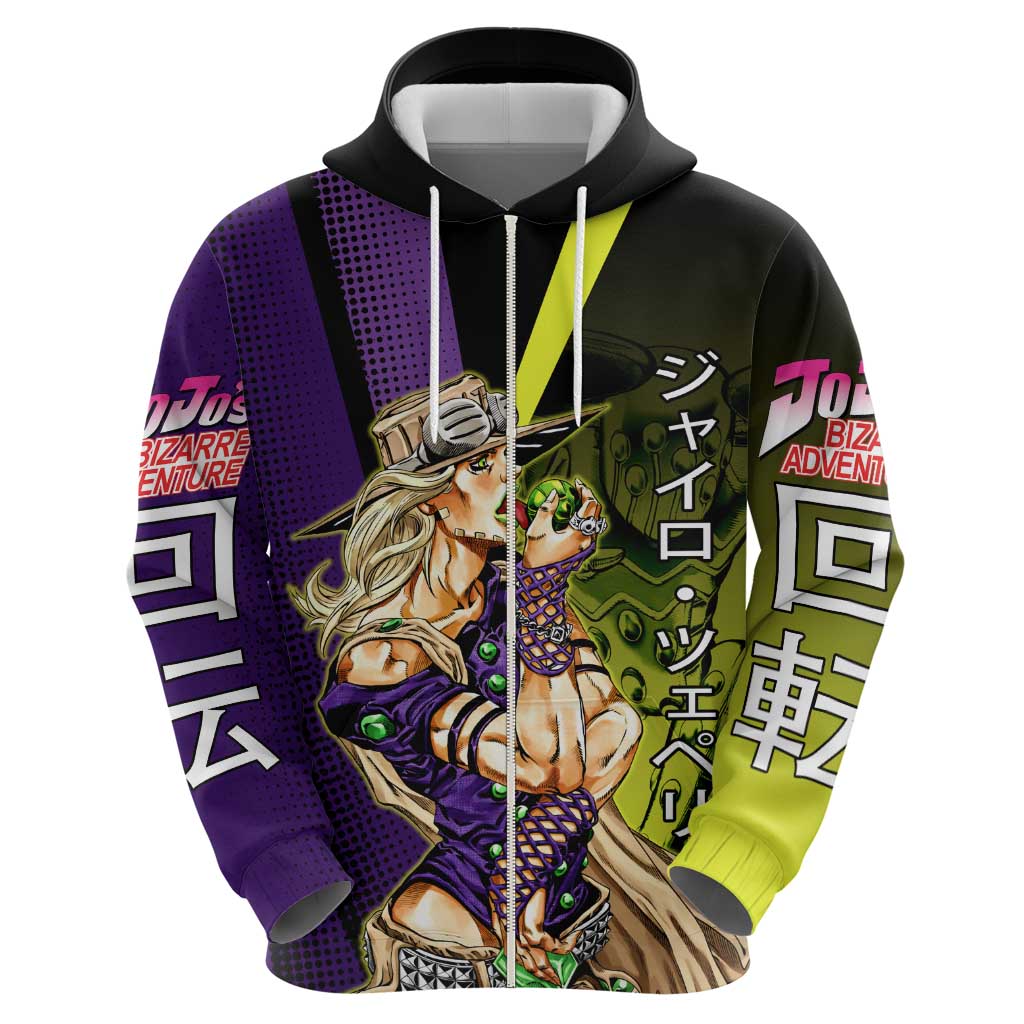 Gyro Zeppeli JoJo’s Bizarre Adventure Hoodie with Spin Pose and Vibrant - The Mazicc