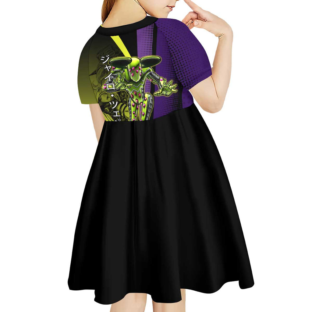 Gyro Zeppeli JoJo’s Bizarre Adventure Kid Short Sleeve Dress with Spin Pose and Vibrant - The Mazicc
