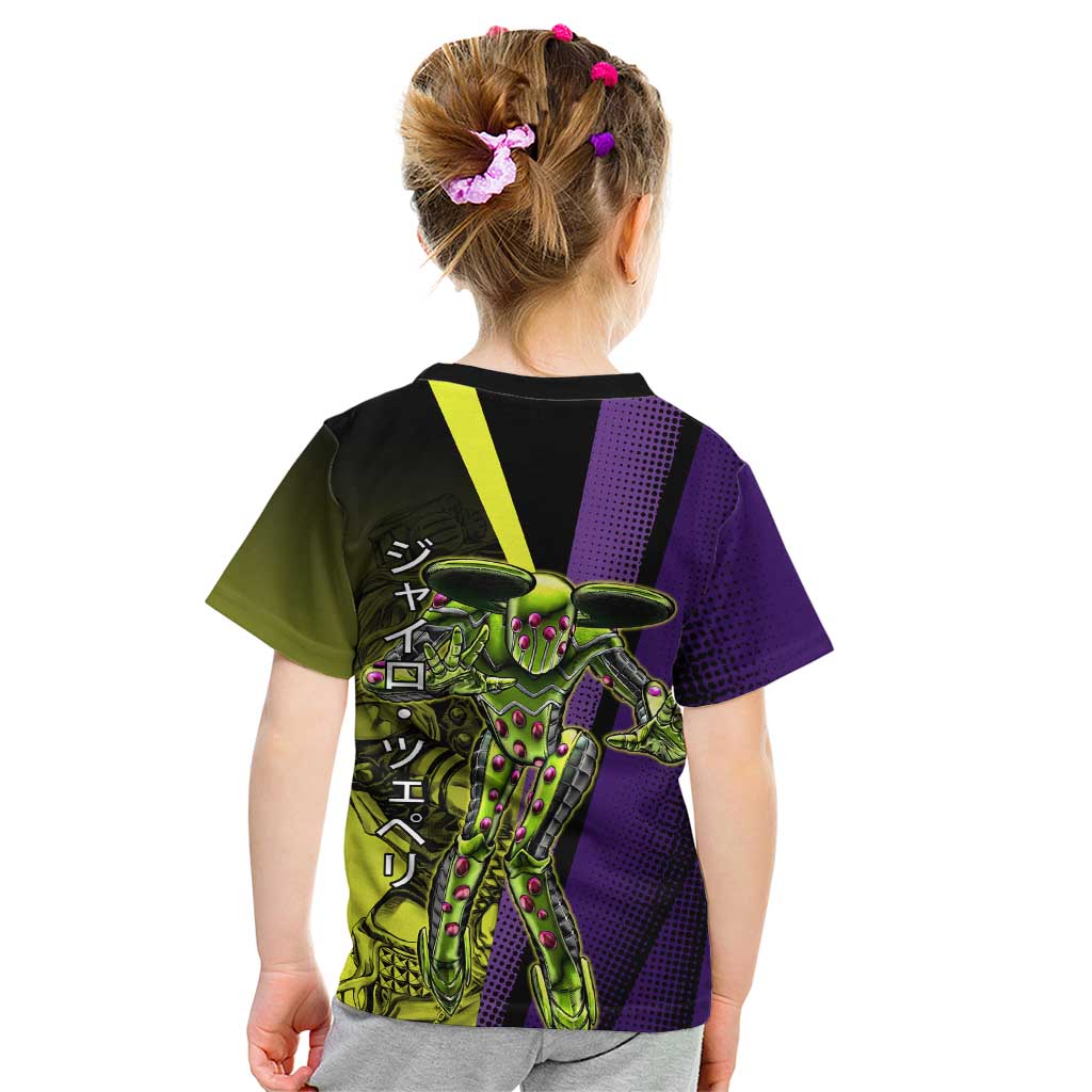 Gyro Zeppeli JoJo’s Bizarre Adventure Kid T Shirt with Spin Pose and Vibrant - The Mazicc