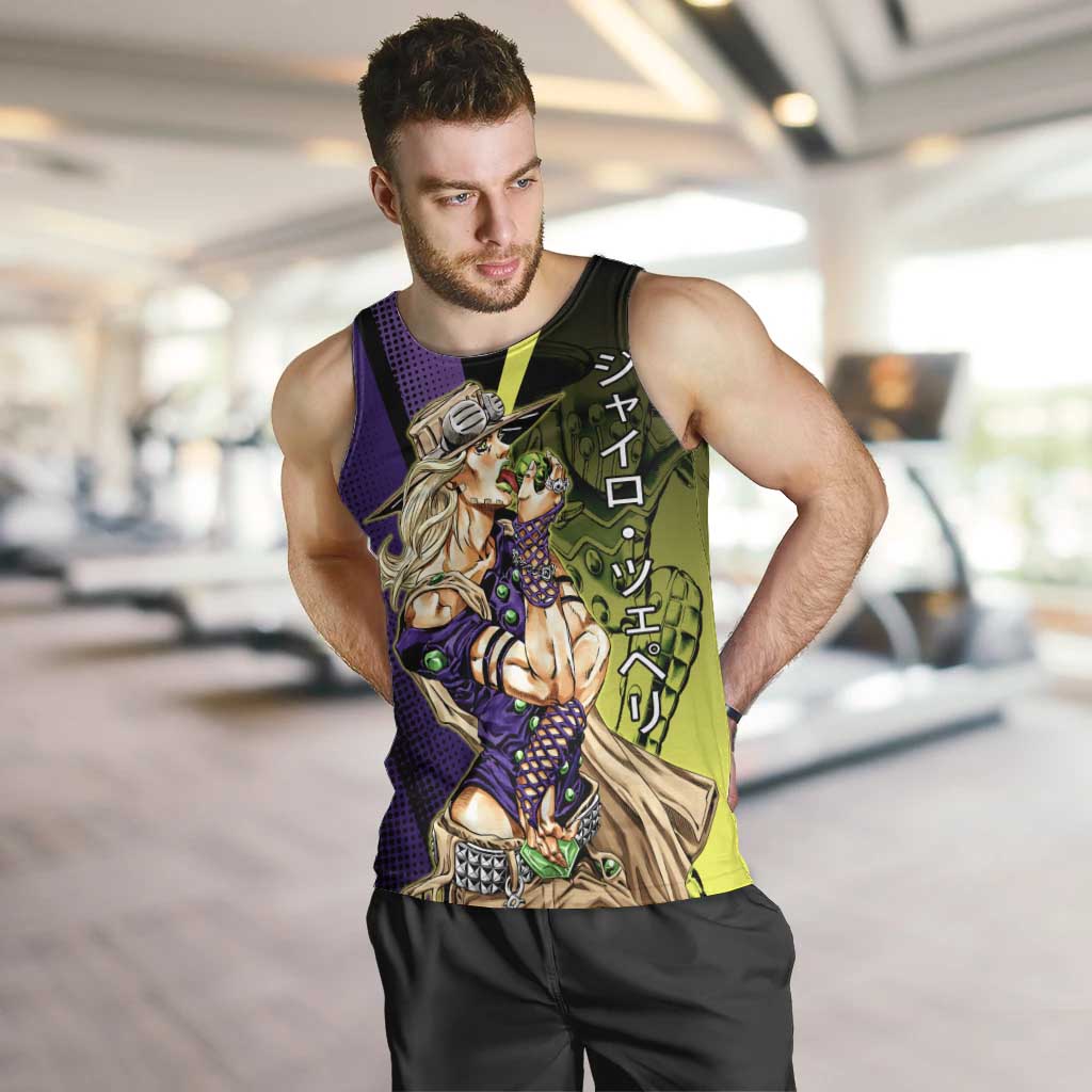 Gyro Zeppeli JoJo’s Bizarre Adventure Men Tank Top with Spin Pose and Vibrant - The Mazicc
