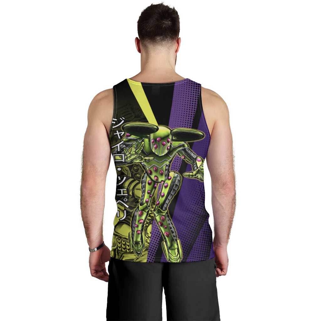 Gyro Zeppeli JoJo’s Bizarre Adventure Men Tank Top with Spin Pose and Vibrant - The Mazicc