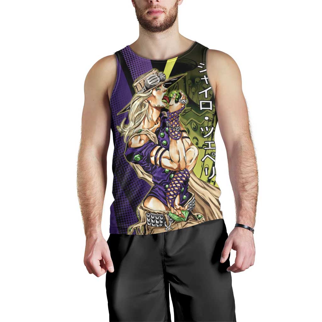 Gyro Zeppeli JoJo’s Bizarre Adventure Men Tank Top with Spin Pose and Vibrant - The Mazicc
