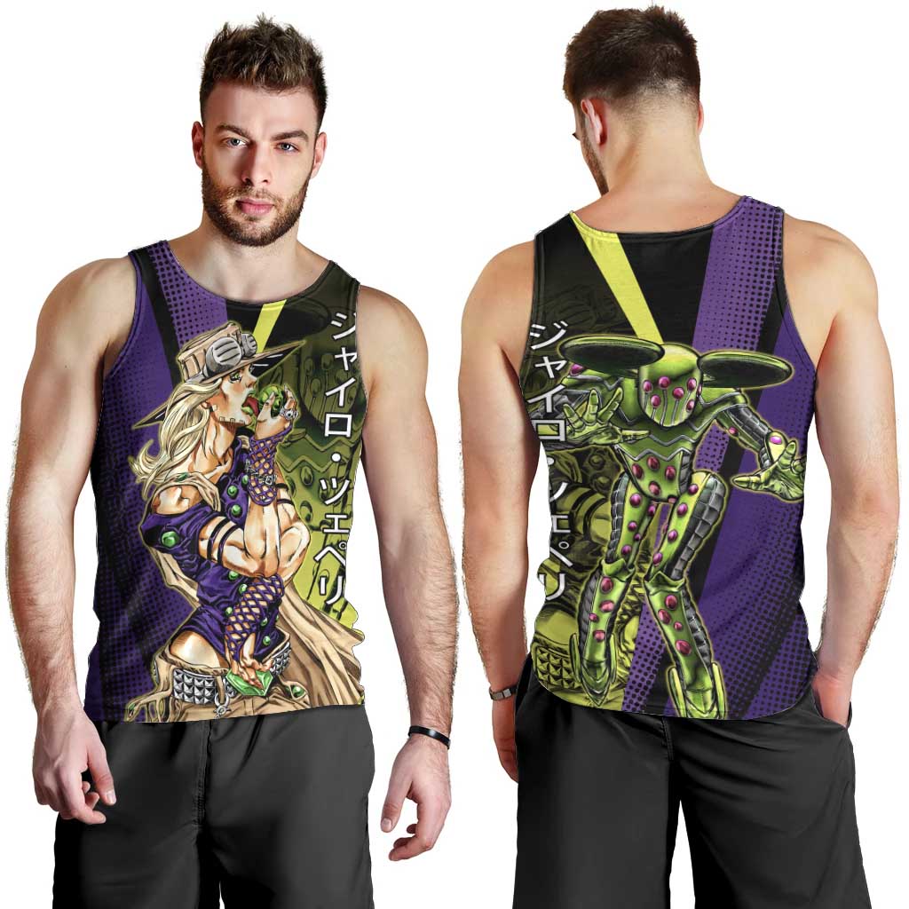 Gyro Zeppeli JoJo’s Bizarre Adventure Men Tank Top with Spin Pose and Vibrant - The Mazicc