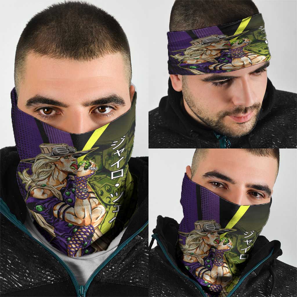 Gyro Zeppeli JoJo’s Bizarre Adventure Neck Gaiter with Spin Pose and Vibrant - The Mazicc