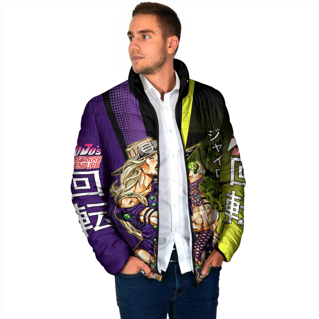 Gyro Zeppeli JoJo’s Bizarre Adventure Padded Jacket with Spin Pose and Vibrant - The Mazicc