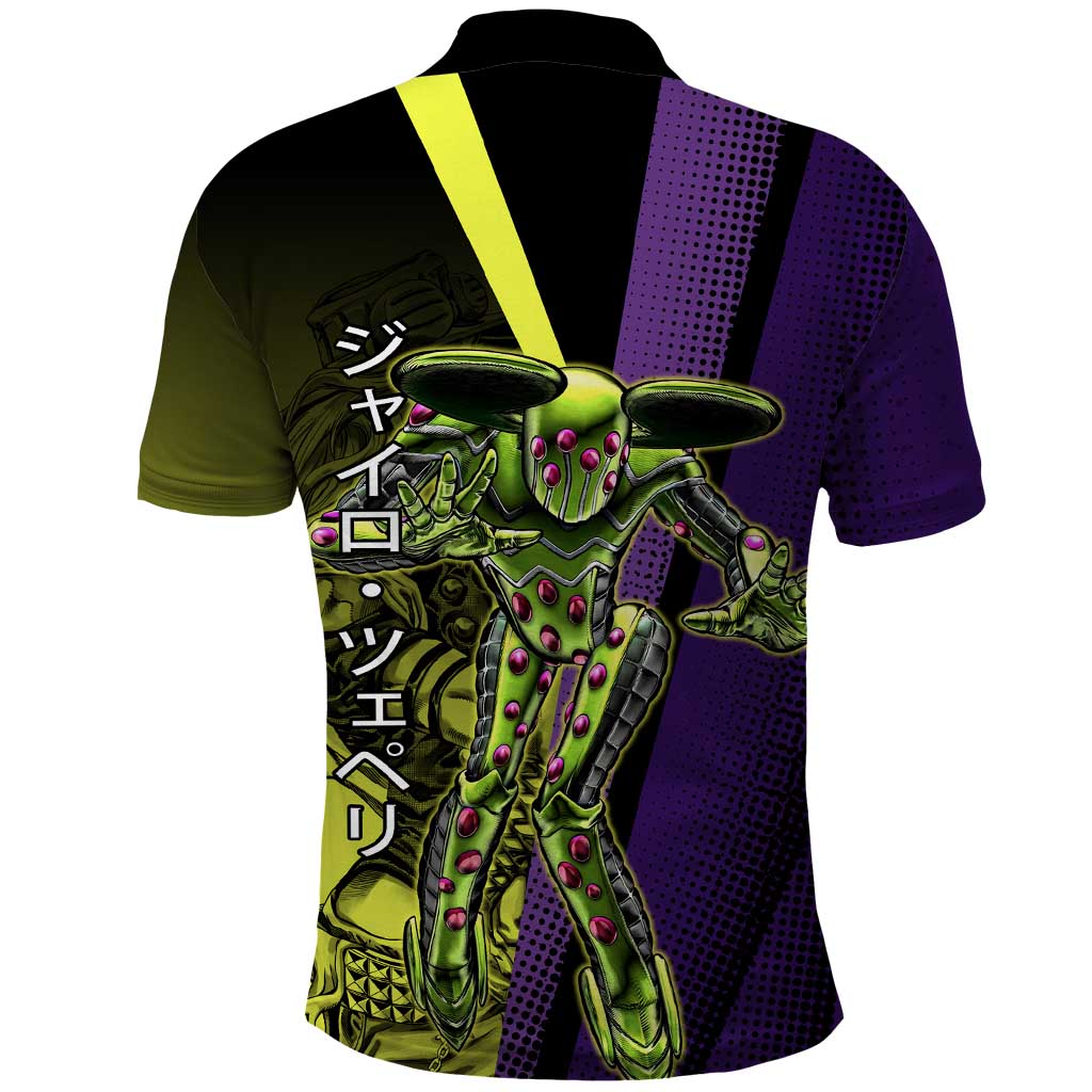 Gyro Zeppeli JoJo’s Bizarre Adventure Polo Shirt with Spin Pose and Vibrant - The Mazicc