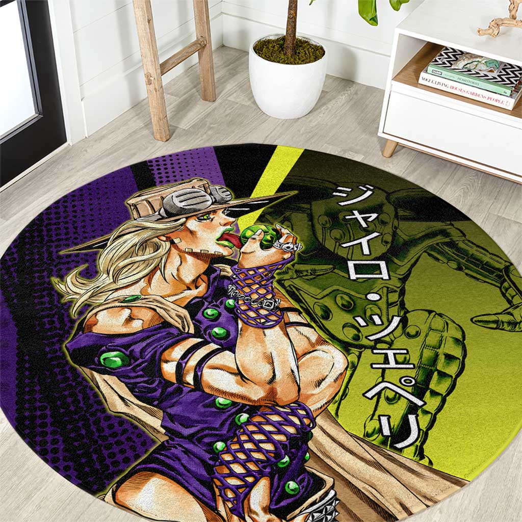 Gyro Zeppeli JoJo’s Bizarre Adventure Round Carpet with Spin Pose and Vibrant - The Mazicc