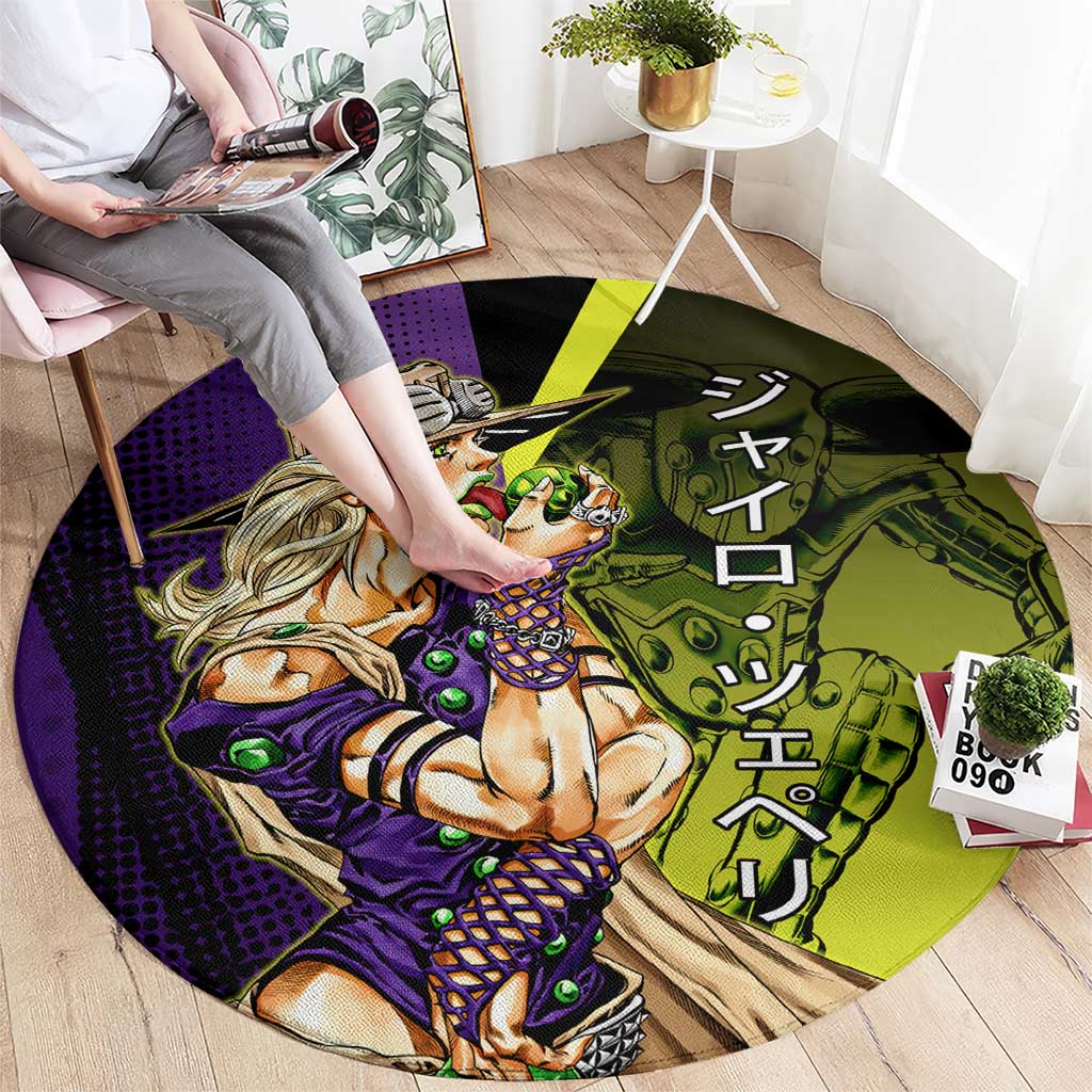 Gyro Zeppeli JoJo’s Bizarre Adventure Round Carpet with Spin Pose and Vibrant - The Mazicc