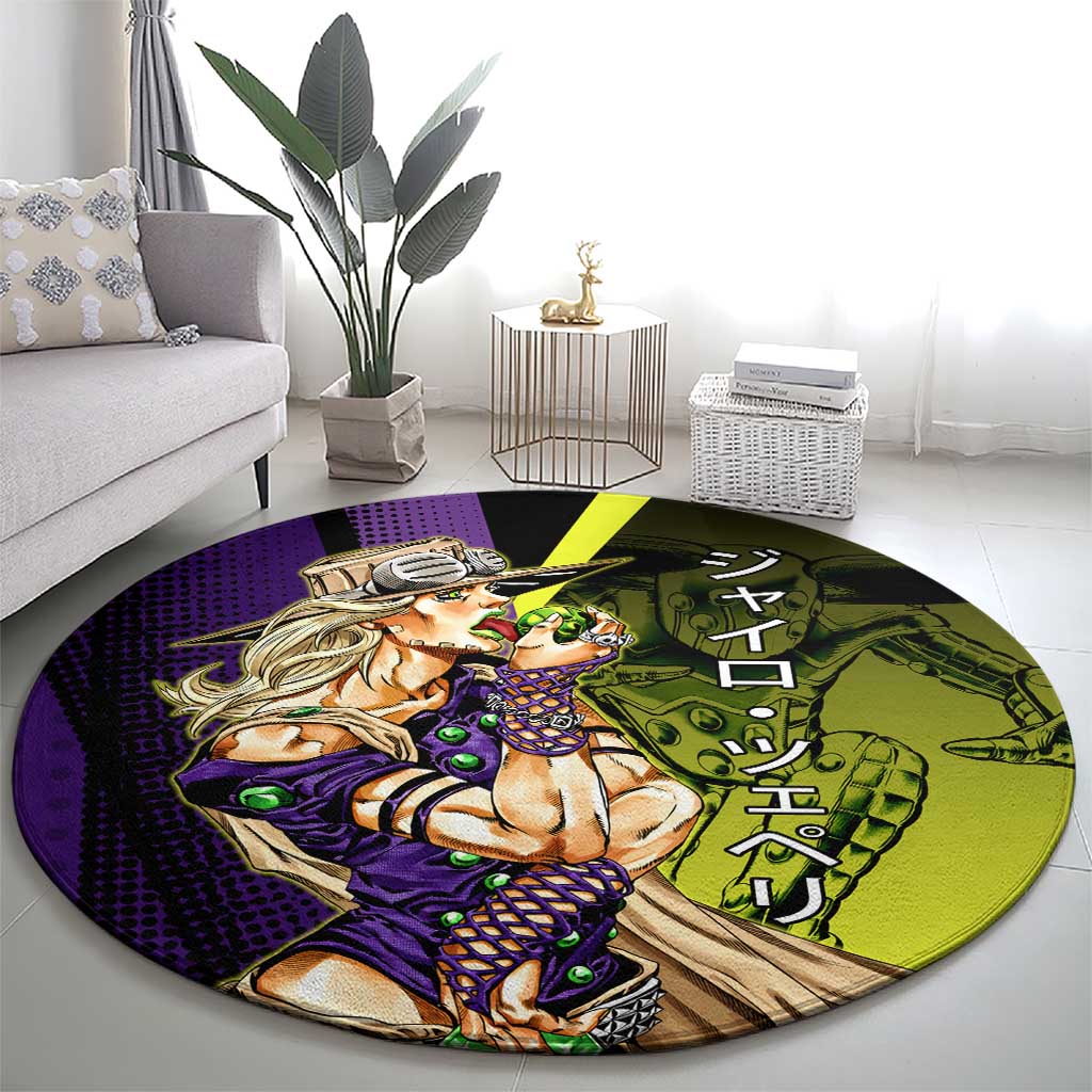 Gyro Zeppeli JoJo’s Bizarre Adventure Round Carpet with Spin Pose and Vibrant - The Mazicc