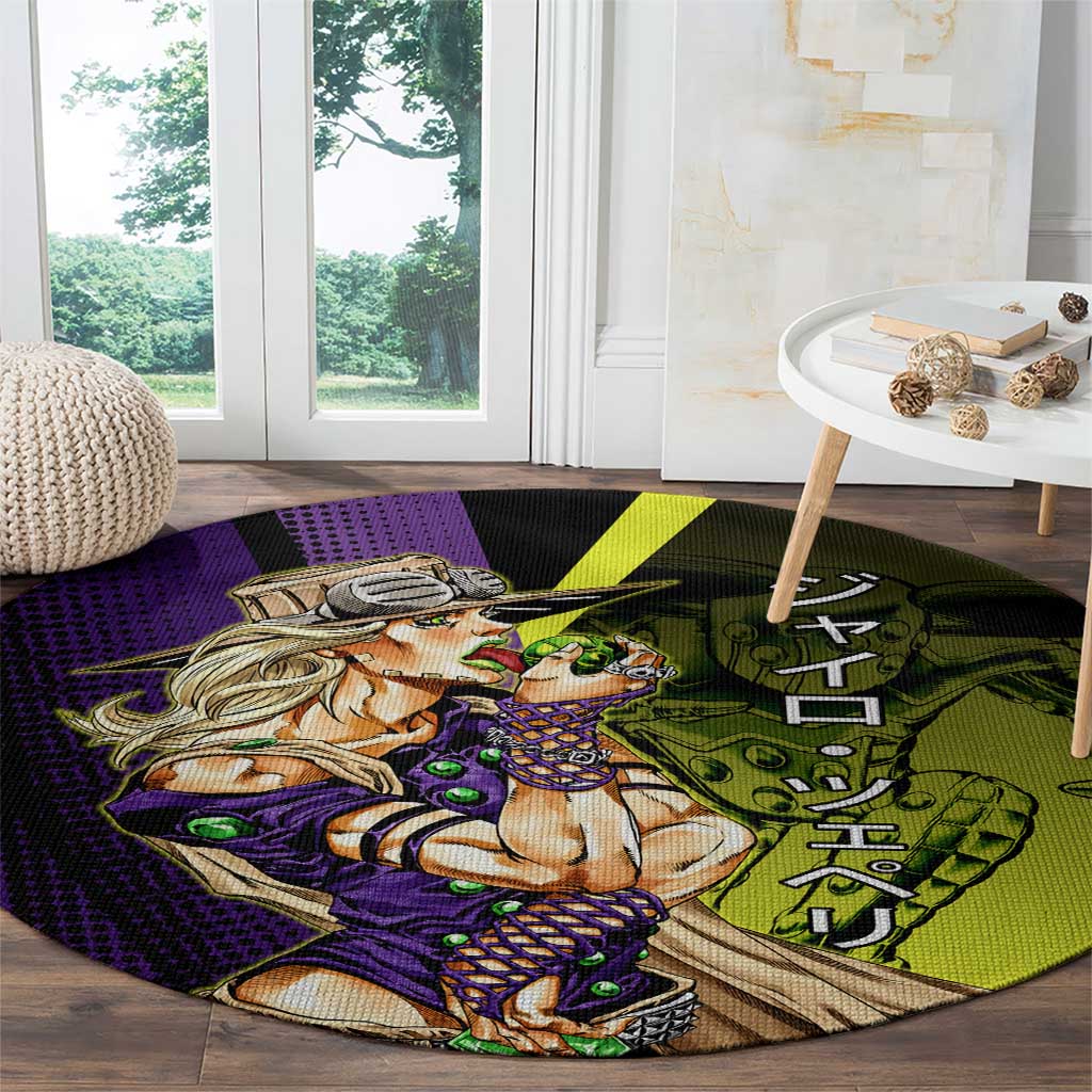 Gyro Zeppeli JoJo’s Bizarre Adventure Round Carpet with Spin Pose and Vibrant - The Mazicc