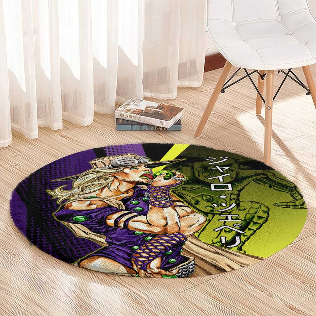 Gyro Zeppeli JoJo’s Bizarre Adventure Round Carpet with Spin Pose and Vibrant - The Mazicc