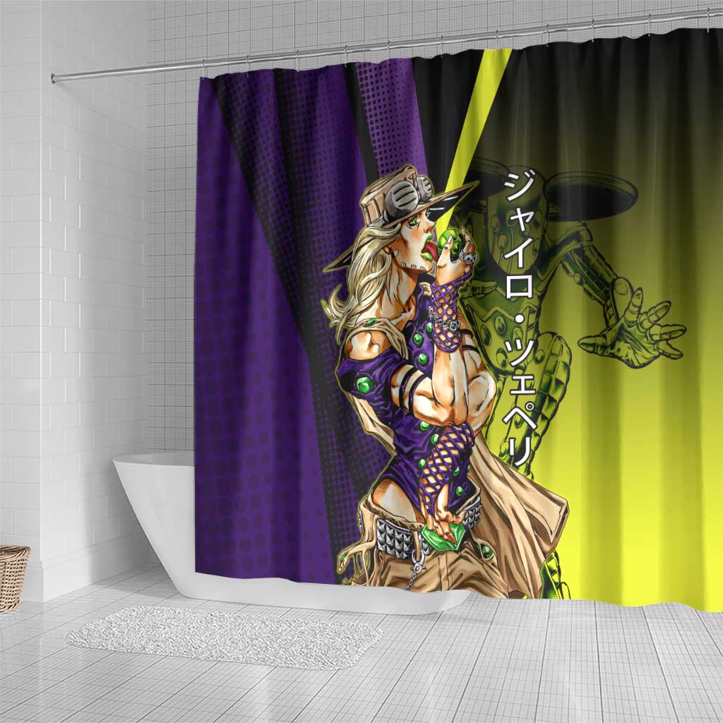Gyro Zeppeli JoJo’s Bizarre Adventure Shower Curtain with Spin Pose and Vibrant - The Mazicc