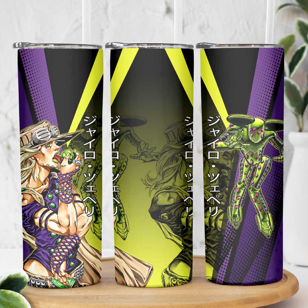 Gyro Zeppeli JoJo’s Bizarre Adventure Skinny Tumbler with Spin Pose and Vibrant - The Mazicc