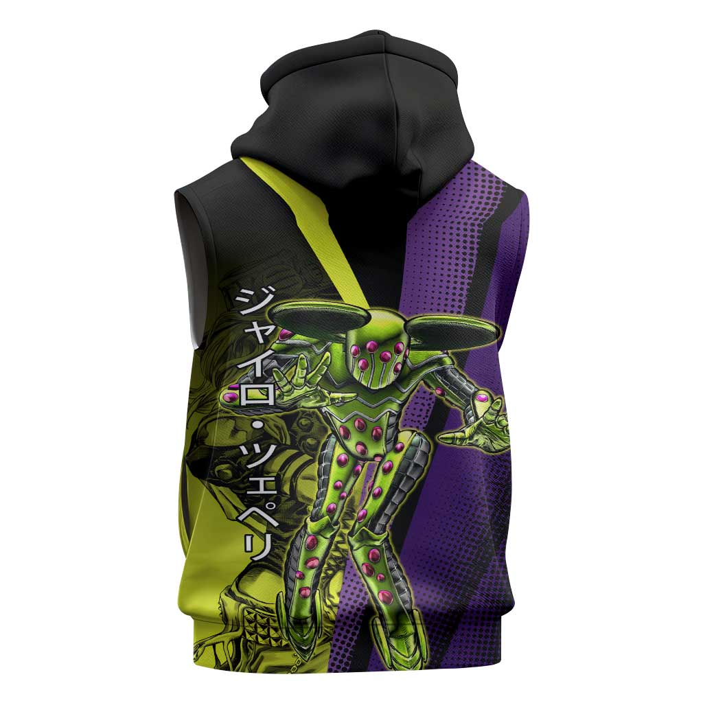 Gyro Zeppeli JoJo’s Bizarre Adventure Sleeveless Hoodie with Spin Pose and Vibrant - The Mazicc