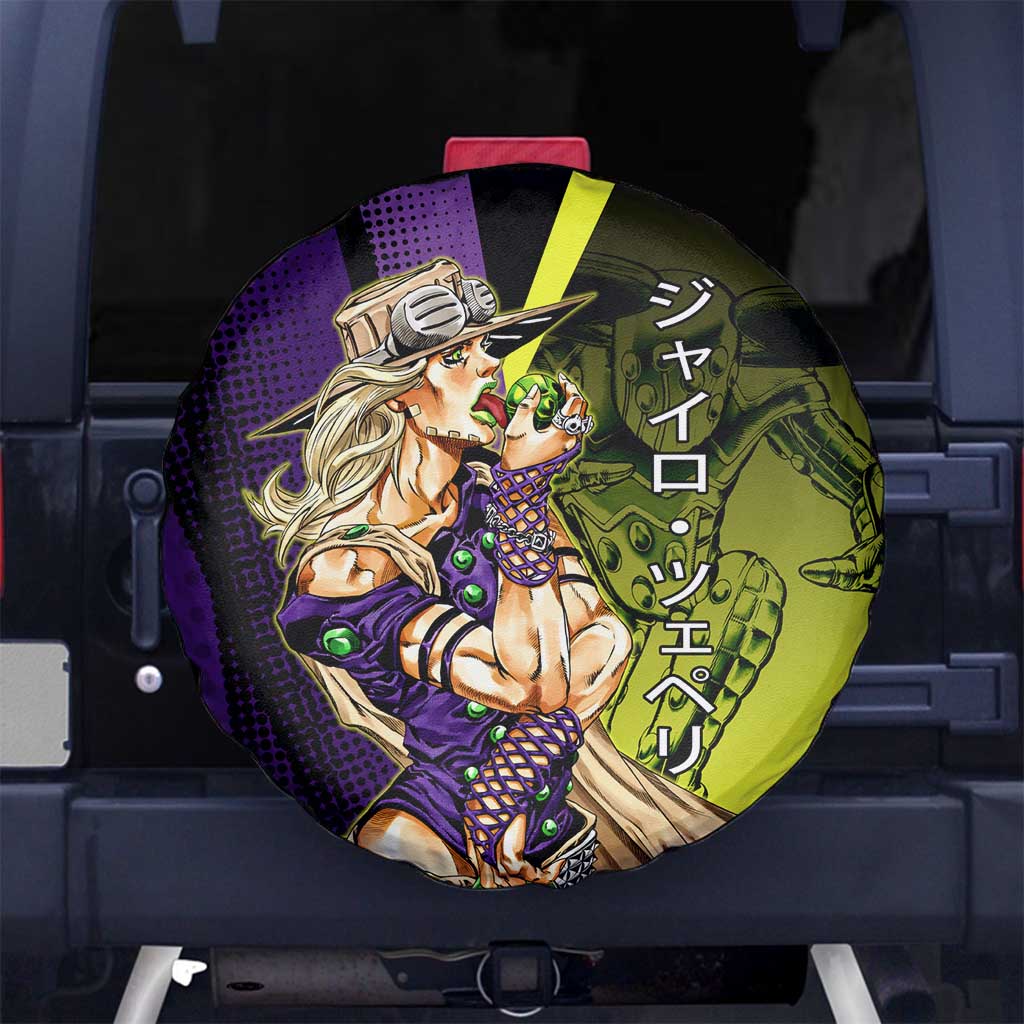 Gyro Zeppeli JoJo’s Bizarre Adventure Spare Tire Cover with Spin Pose and Vibrant - The Mazicc