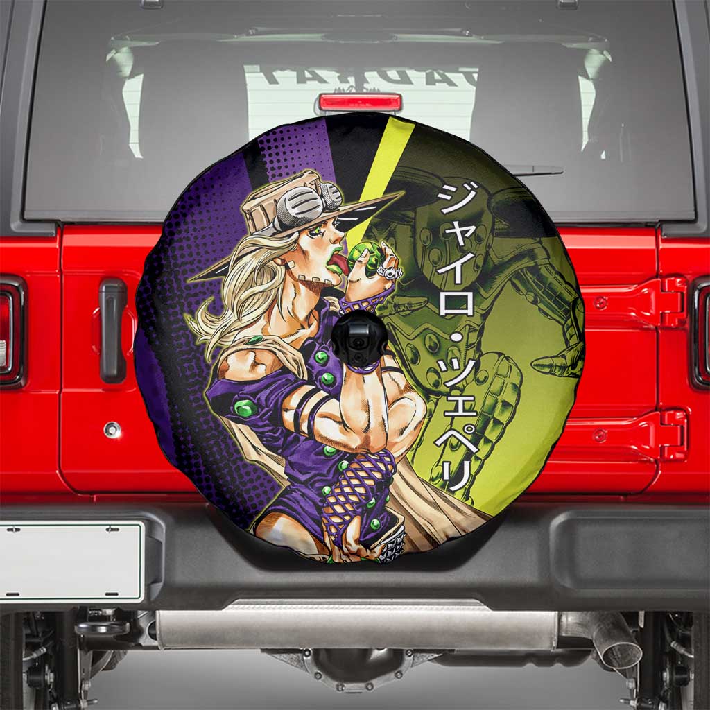 Gyro Zeppeli JoJo’s Bizarre Adventure Spare Tire Cover with Spin Pose and Vibrant - The Mazicc