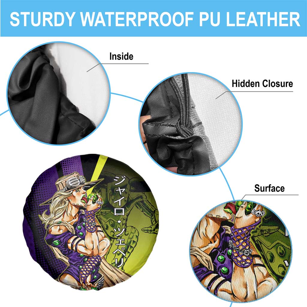 Gyro Zeppeli JoJo’s Bizarre Adventure Spare Tire Cover with Spin Pose and Vibrant - The Mazicc