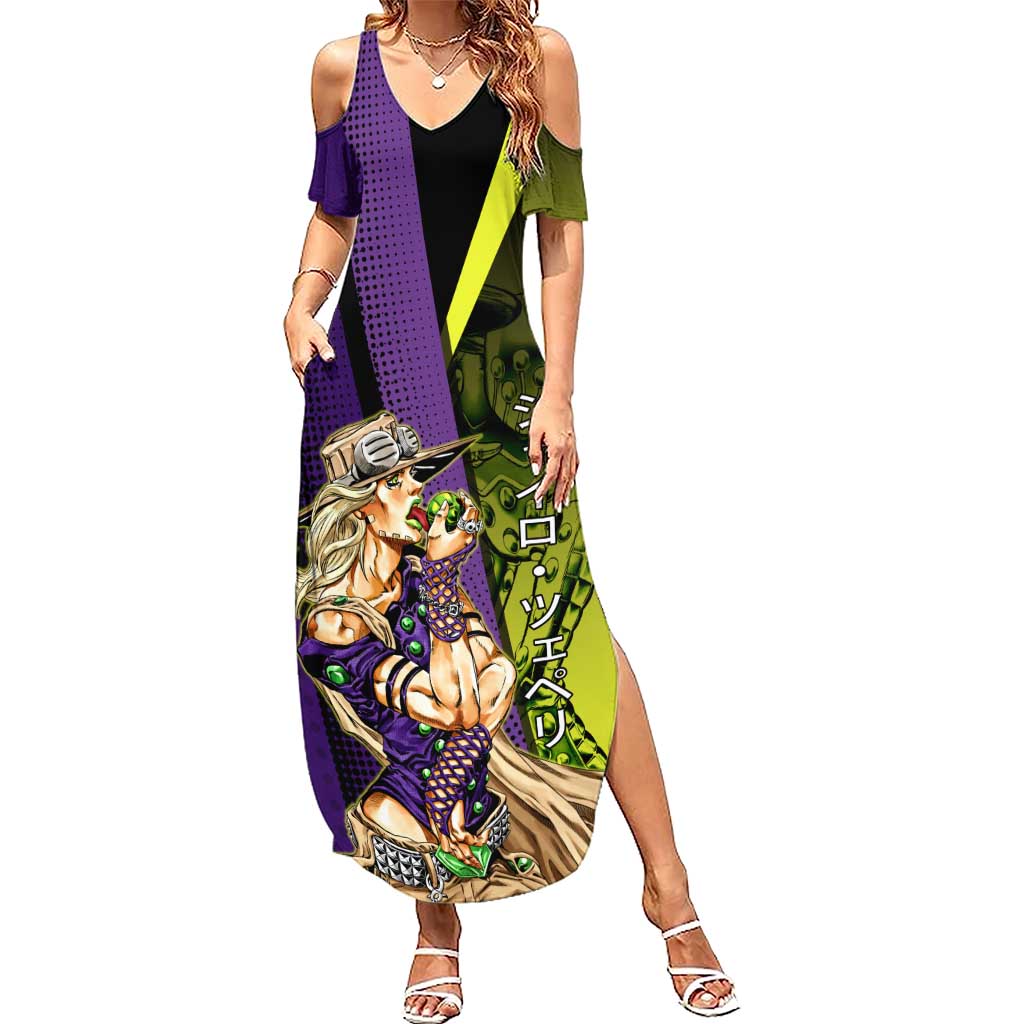 Gyro Zeppeli JoJo’s Bizarre Adventure Summer Maxi Dress with Spin Pose and Vibrant - The Mazicc