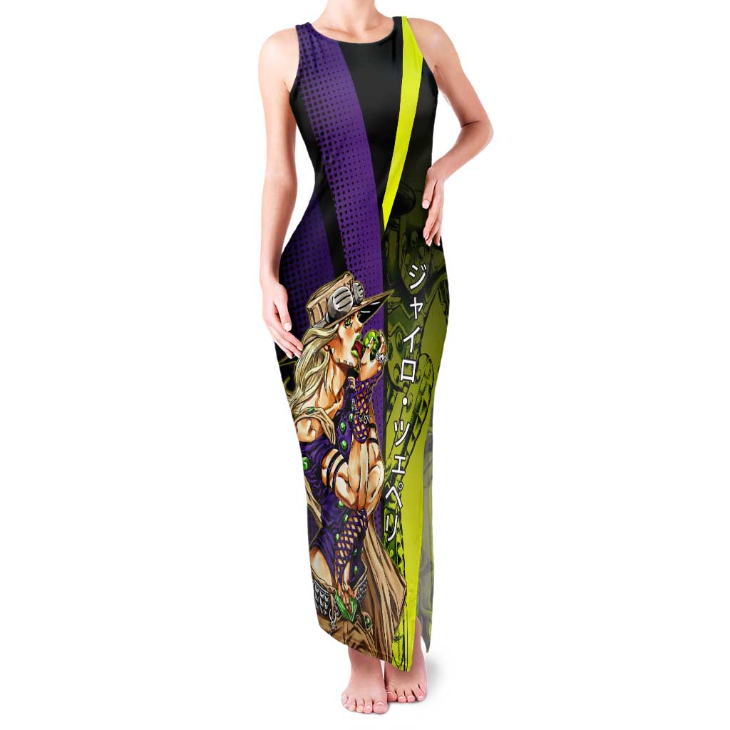 Gyro Zeppeli JoJo’s Bizarre Adventure Tank Maxi Dress with Spin Pose and Vibrant - The Mazicc