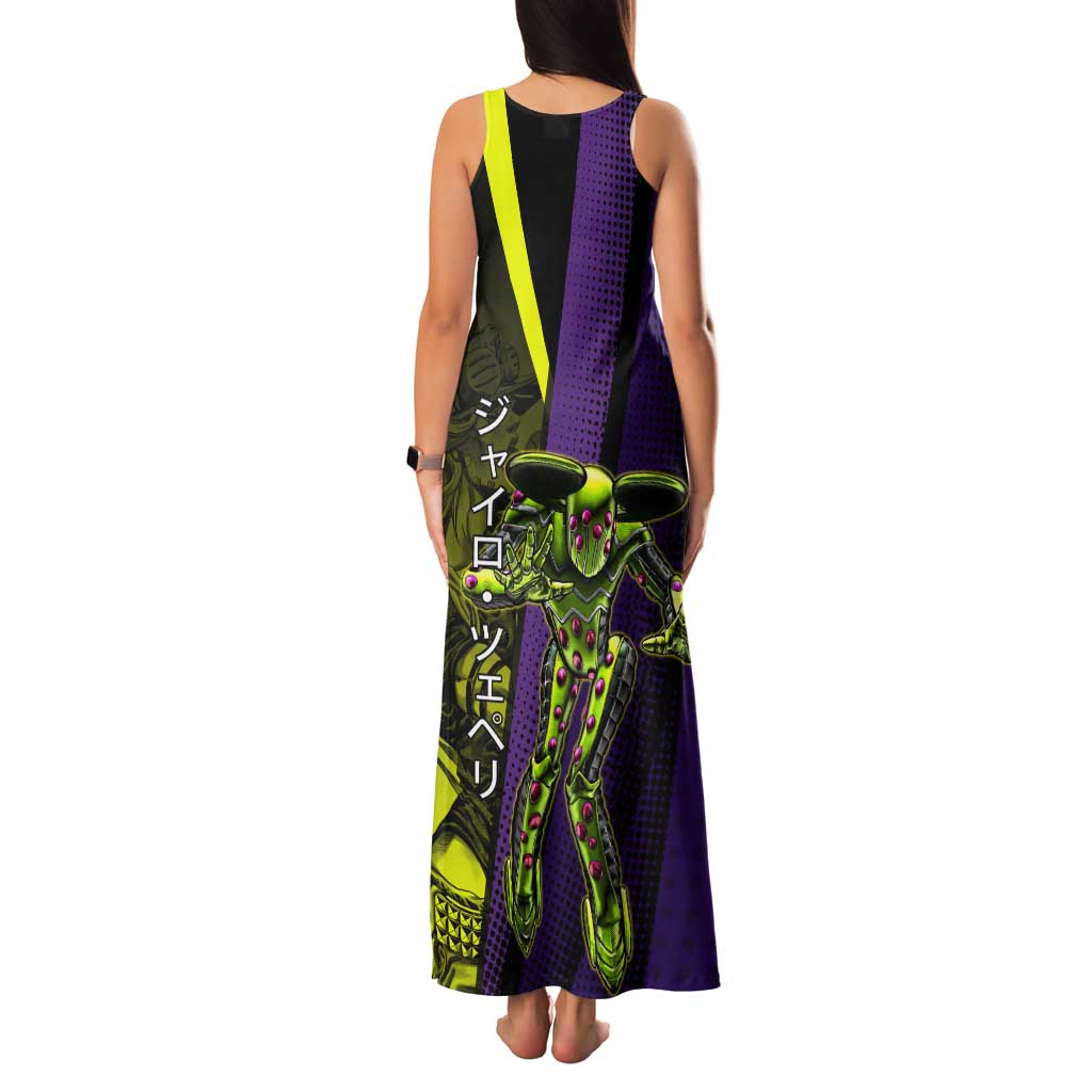 Gyro Zeppeli JoJo’s Bizarre Adventure Tank Maxi Dress with Spin Pose and Vibrant - The Mazicc