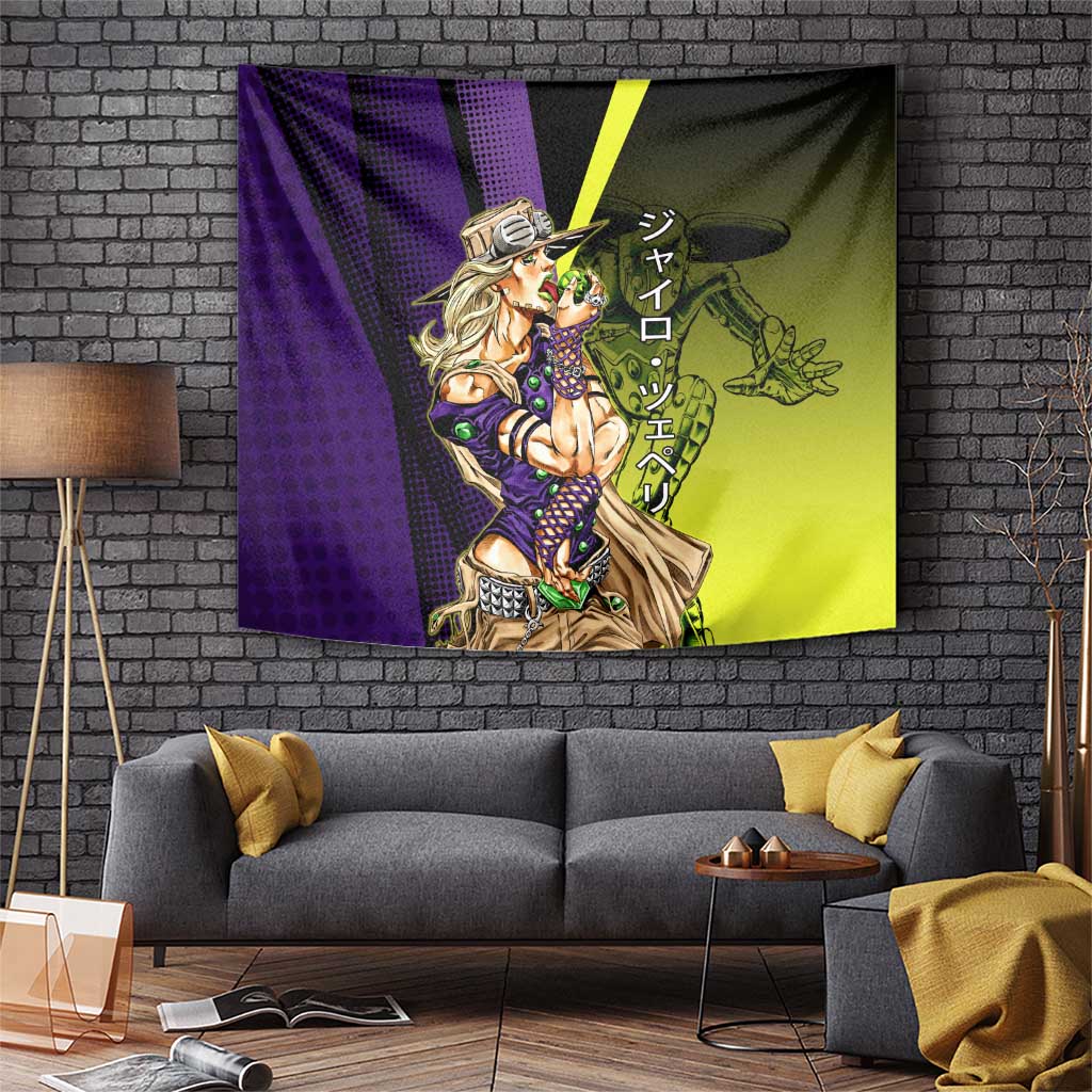 Gyro Zeppeli JoJo’s Bizarre Adventure Tapestry with Spin Pose and Vibrant - The Mazicc